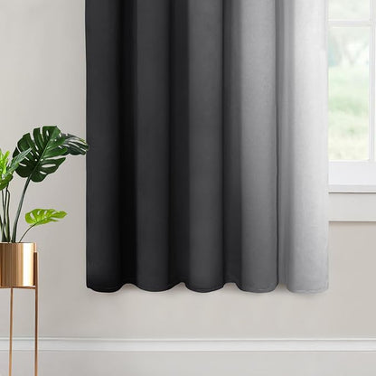 Yakamok Ombre Curtains Black and Greyish White - Image 4