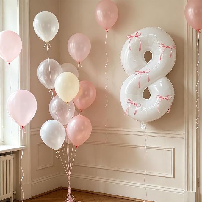 32 Inch White Number Foil Balloon - Image 2