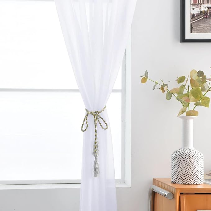 SpaceDresser Sheer Window Treatment Rod Pocket Curtain Panels - Image 5