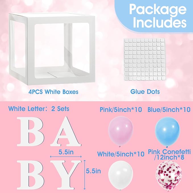 Ledido Baby Boxes with Letters for Baby Shower Decorations with 38 Balloons - Image 2