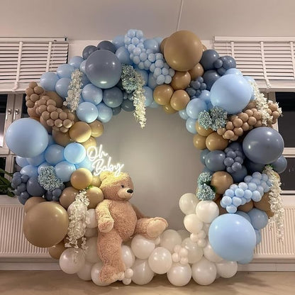 Blue and Brown Balloons, 12 Inch Light Baby Blue and Brown Balloon Double - Image 7
