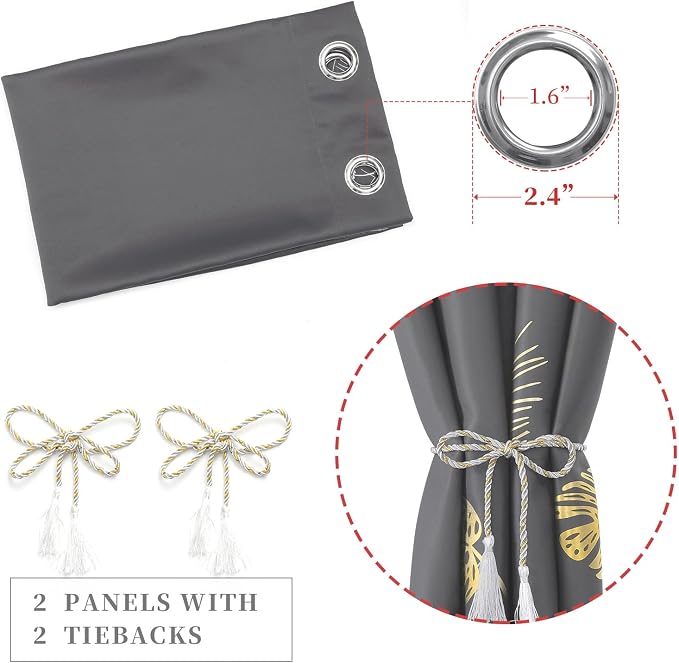 Dark Grey Blackout Curtains & Drapes 102 Inches Long - Image 4