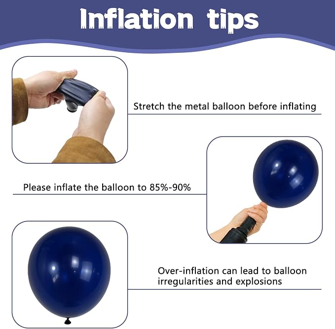 134Pcs Navy Blue Balloons Different Sizes 5 10 12 18 Inch Navy blue Latex - Image 3