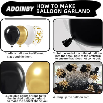 Black and Gold Balloon Garland Arch Kit - Image 3
