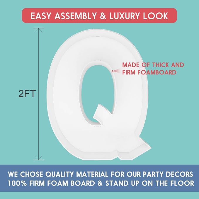2FT Letter Q Mosaic Balloon Frame Letter DIY Fillable Letters Kit - Image 2