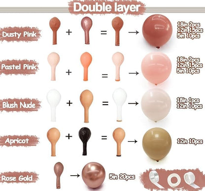 Dusty Pink Brown Balloon Garland Double Stuffed Nude Tan Pink Rose Gold | Dusty - Image 3