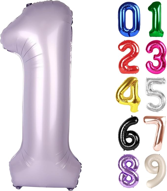 1 Balloon - Lilac Birthday Number Balloons, 40 Inch Decorations Men Women | by ALPHADELTAPI