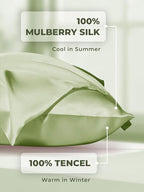 Mulberry Silk Pillowcase for Hair and Skin, SGMSILK 22 Momme Natural Silk Pillow Cases with Zipper, 6A Soft and Smooth Single Sided Pure Silk Pillow Cover (Matcha, Standard 20"x26")