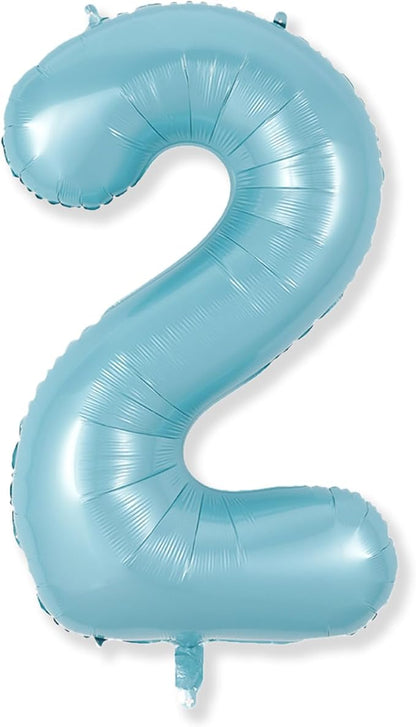 40 Inch 2nd 20th Birthday Number Balloon, Baby Blue Foil Giant Self Inflating by Isndare
