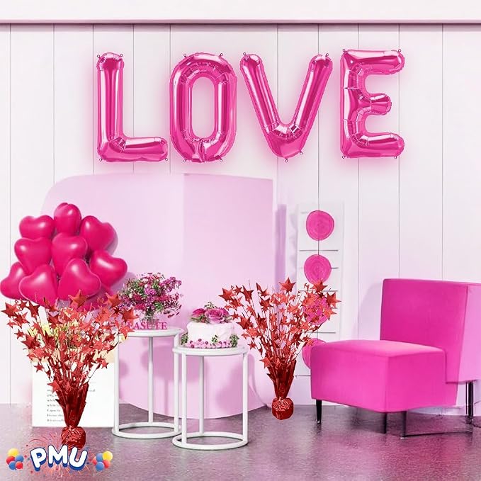 PMU Bursting Star Metallic Foil Spray Centerpiece- Red Prismatic Balloon Weights - Image 7