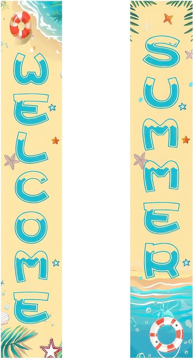 BlissYard 2pcs Welcome Summer Door Banner Beach Themed Decorations Sea Star by BlissYard