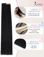 DOORES Invisible Hair Extensions Tape in Invisi Edge, Jet Black 10 Injection Tape-ins with 10 Classic Tape-ins 50g 18 Inch, Virgin Human Hair Injection Tape in Extensions Straight
