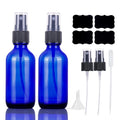 2oz Blue Glass Spray Bottles,Empty Small Perfume Travel Refillable Reusable Fine Mister Spray Bottle for Hair,Cleaning Solutions,Aromatherapy and Essential Oil with Extra Nozzle(2 Pack)