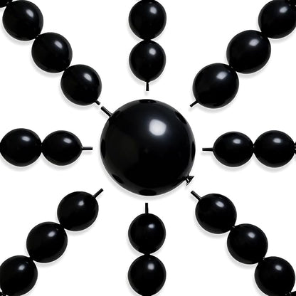 PartyWoo Black Linking Balloons 100pcs 12 Inch Black Link Balloons | by PartyWoo