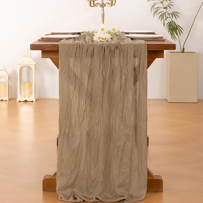 Cheesecloth Table Runner Summer Boho Wedding Birthday Party Home Decor | Nude - Image 3