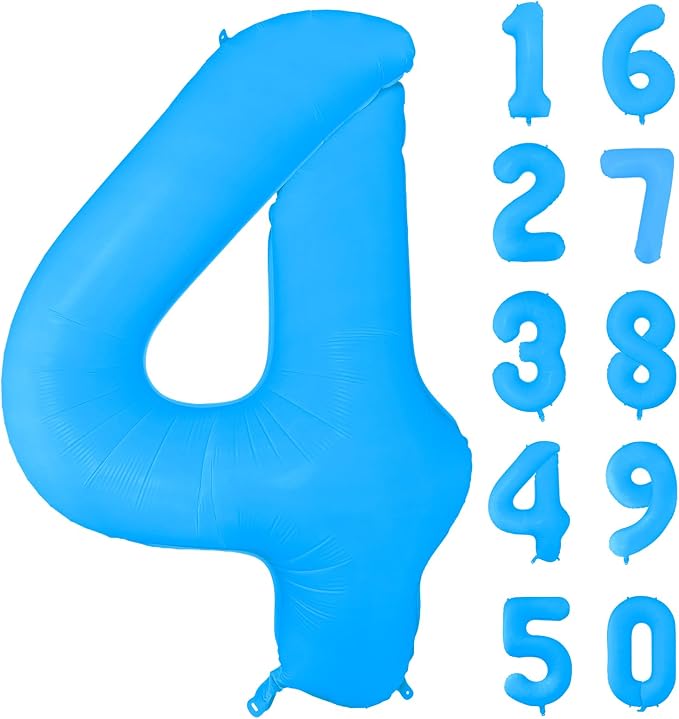 Fluorescent Blue Number Balloon 40 inch Giant Foil Helium Balloons Blue Number by Yeodong