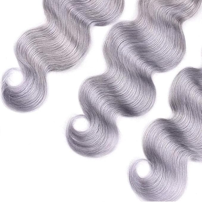 26 28 30 Inch Ombre Bundles Human Hair Grey Body Wave Bundle Brazilian Virgin Remy Hair Extensions Double Weft 2 Tone Black and Silver Body Wave Bundle Hair Weave 300g