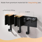 Hair Dryer Holder Wall Mount, Curling Iron Holder, 3 in 1 Hair Tool Organizer for Bathroom Vanity, Hair Straightener Holder, Aluminum Alloy (Hair Tools Not Included)