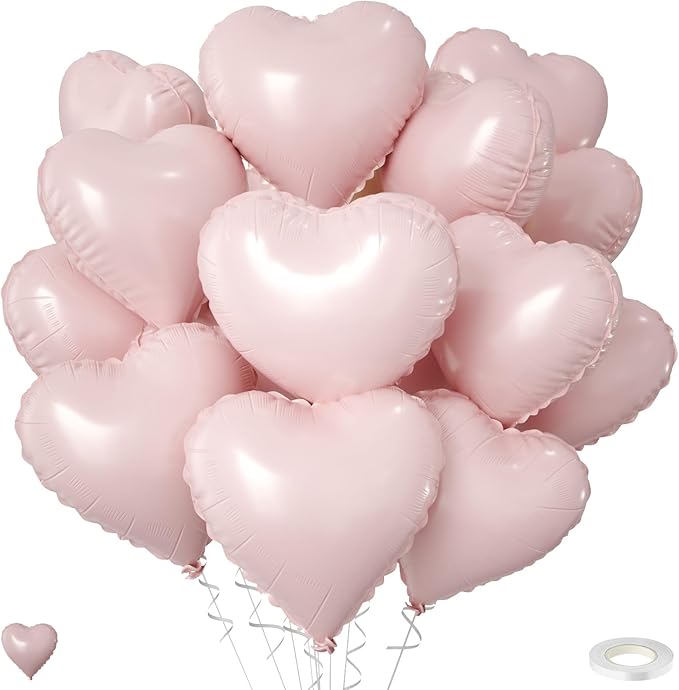 Baby Pink Cream Heart Balloons, Pastel Pink Helium Balloon by FEYG
