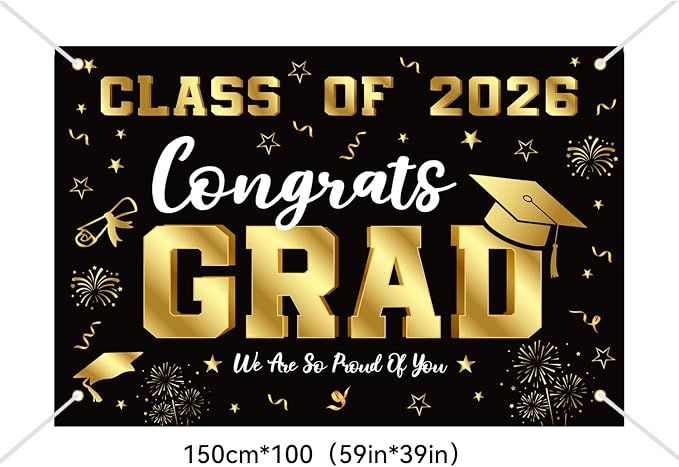 Graduation Decorations 2026 Set Black Gold, Congrats Grad Decor Set - Image 5