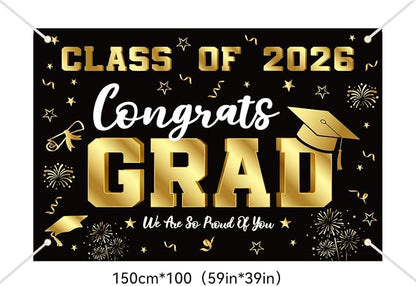 Graduation Decorations 2026 Set Black Gold, Congrats Grad Decor Set - Image 5