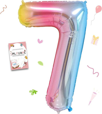 40 Inch Number Balloons 0-9 Rainbow Gradient Large Number 7 Balloons, Digital by Smlpuame