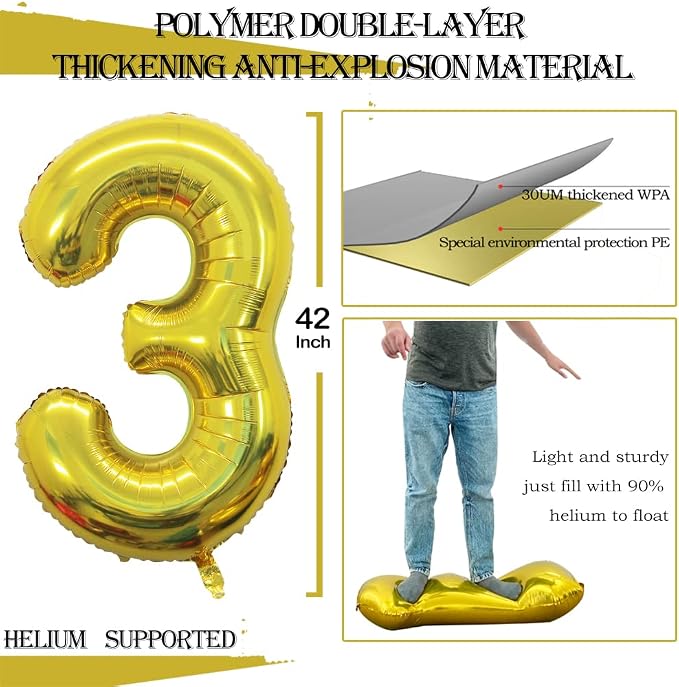 Number 30 Balloons for 30th Birthday Party Decorations, 42 Inch Jumbo Foil - Image 2