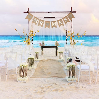 FQTANJU 8 Pcs/Set MR and MRS Burlap Banner, Wedding Hanging Banner - Image 6