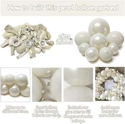 Pearl White Balloon Arch Double Stuffed Pearl White Sand Balloon Garland Kit - Image 4