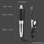 MIRACOMB Professional Hair Curler Straightening Brush | Ceramic Heated Round Brush | 1" Comb Flat Iron Straightener | Anti-Frizz Curl Wand Iron Roller with 5 Heat Settings, Cool Touch, Auto off, White
