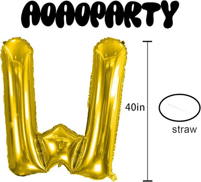 Letter Balloons Gold 40 Inch W Large Giant Big Foil Mylar Balloon | - Image 3