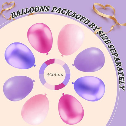412pcs Pink and Purple Balloons, Different Sizes 18 12 10 5 Inch Pink and - Image 4