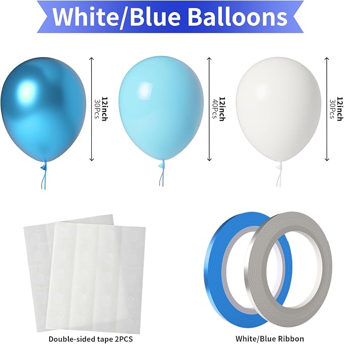 100 Pack 12 Inch Extra Thick Latex Party Balloons Metallic Blue - Image 2