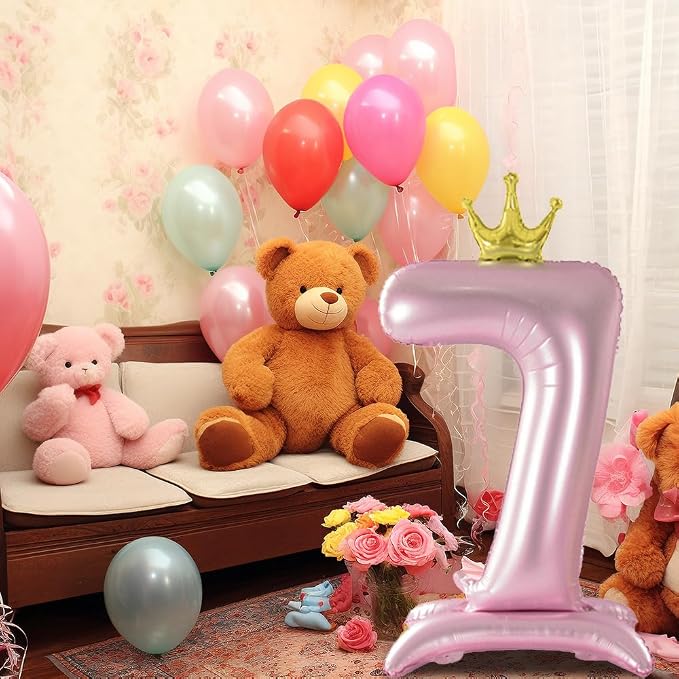 42 Inch Crown Pink Number Balloon, Number 9 Balloon - Image 3