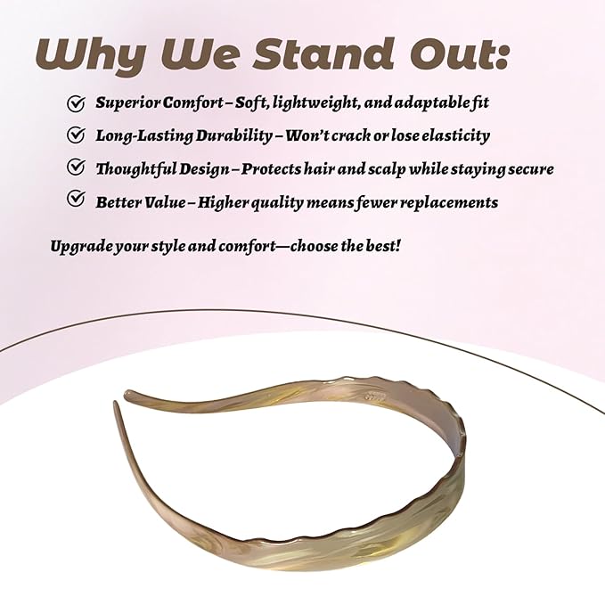 Headbands with Teeth Non-Slip Thin Acetate Hairbands for Women, Sunglasses Headband Design, 90s Retro Hair Barrettes, No Pressure & No Headache Hair Bands (Brown Marble)