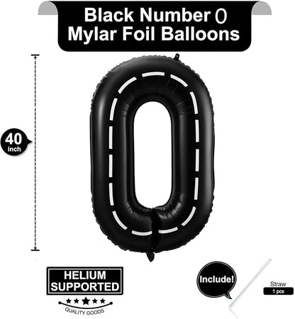 Race Car Number 0 Balloons, 40 Inch Birthday Balloons Two Fast Balloon Race - Image 2