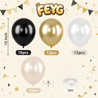 Black White and Gold Balloons, for Women Birthday Wedding Shower Bachelorette - Image 2