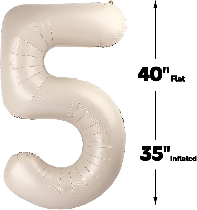 Cream White 40 Inch Large Number 25 52 Birthday Balloon, 25 52 Birthday - Image 3