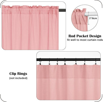 Farmhouse Valance Curtains, Boho Cotton Linen Kitchen Valance, Country Rod - Image 8