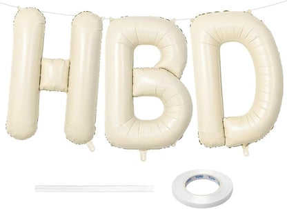 Cream HBD Balloons, HBD Foil Letter Balloon by BBPOOL