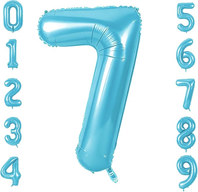 Number 7 Balloons for 7th Birthday Party Decorations, 0-100 Large No.7 Balloons by Joycard