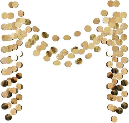 6 Pcs Glitter Champagne Gold Paper Circle Dots Garland Party Hanging Bunting by TTSAM