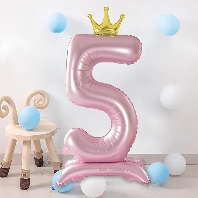 Crown Pink Number 5 Balloon - Image 3