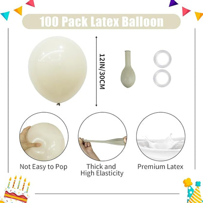 Beige Balloons - 12 inch 100pcs Latex - Cream Balloons - Image 2