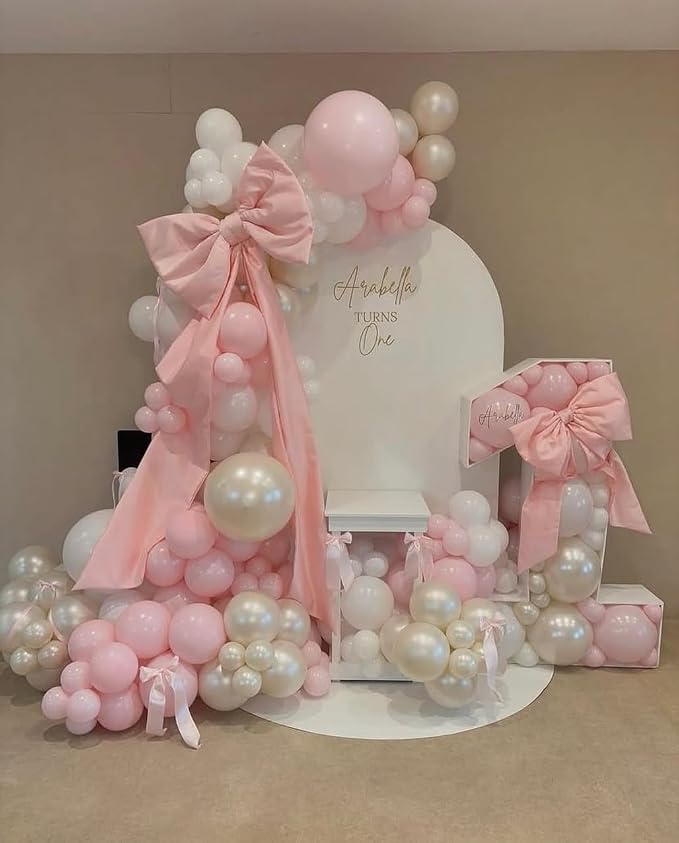 Pearl Pink White Balloon Arch Kit - Image 6