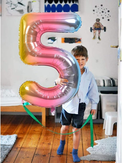 TONIFUL 40 Inch Rainbow Large Numbers Balloons 0-9, Number 3 Digital 3 Helium - Image 6
