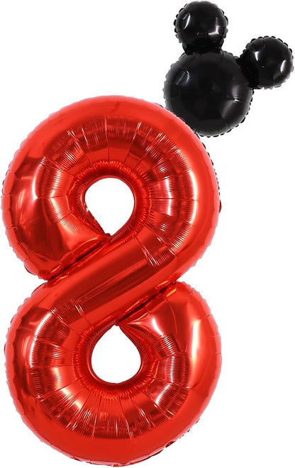 40 Inch Red Foil Number 8 Balloon by Vuzvuv