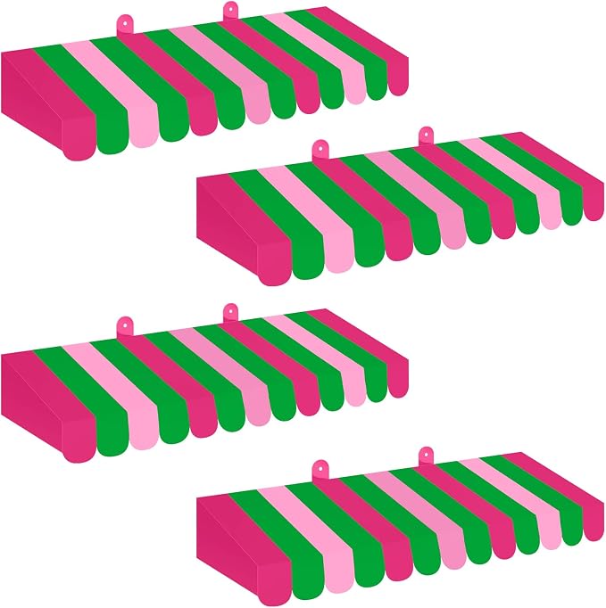 Boao 4 Pack Circus Awning Decoration 3D Stripe Cardboard Awning Carnival Wall by Boao