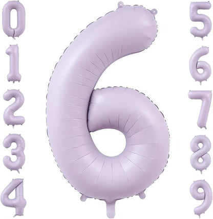 Pastel Purple 6 Number Balloons, 40 Inch Light Purple 6 Balloons Large Helium by BBPOOL
