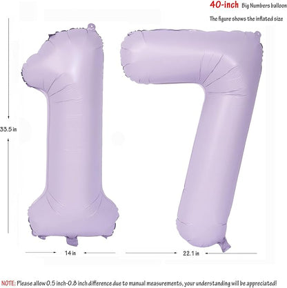 40 In Matte Purple Number Balloons Helium Foil Mylar Balloon Digital 17 | - Image 2